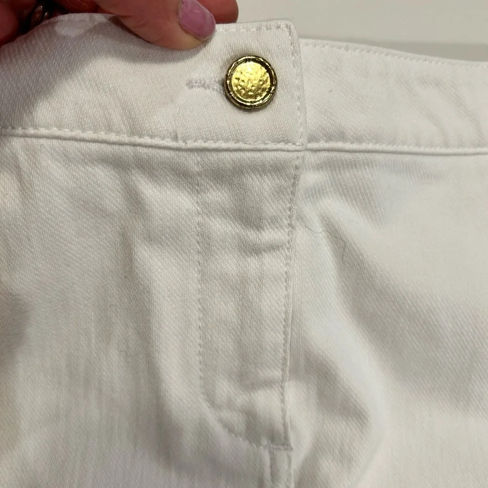 J. McLaughlin preppy classic summer white‎ denim mini knee length skirt size 4 - Picture 3 of 9